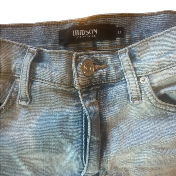 Hudson Devon Biker Denim Shorts Size 27 Frayed Hem High Rise - Picture 5 of 6